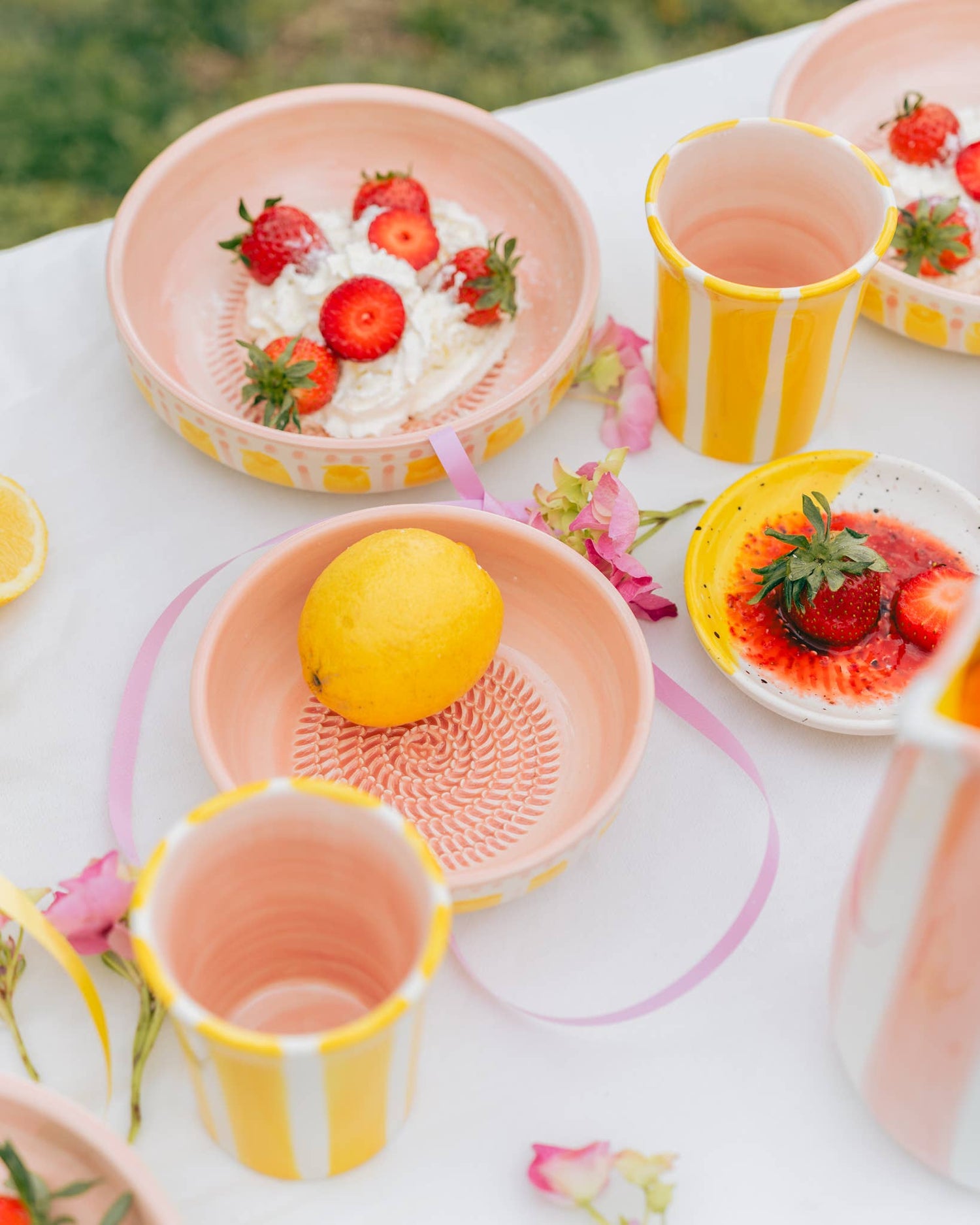 Raspkom keramisch Valentina – Vintage Roze/Geel